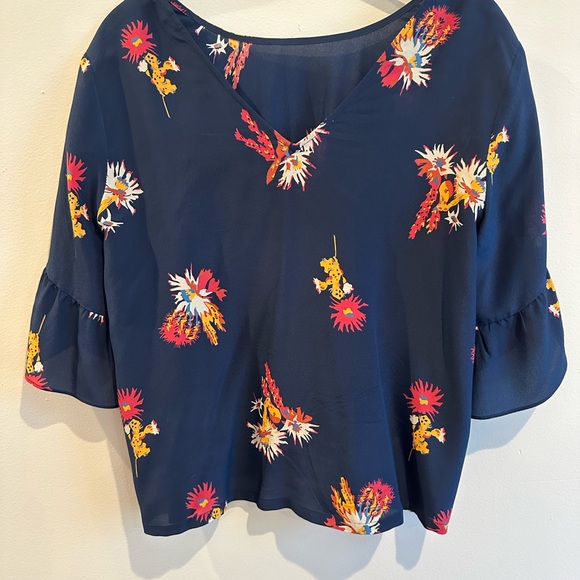 MADEWELL Navy 100% Silk Cacti Blouse - Picture 4 of 11
